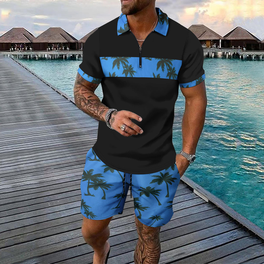 Herren elegant geschnitztes Polohemd mit Shorts Echoarchiv