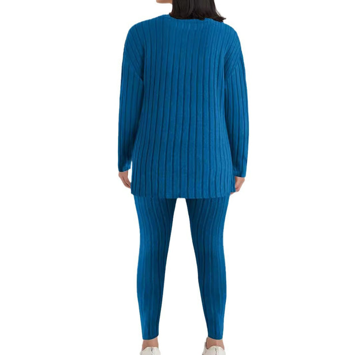Damen Geripptes Feinstrick-Relax-Set mit Oversize-Pullover und schlanker Joggerhose Echoarchiv