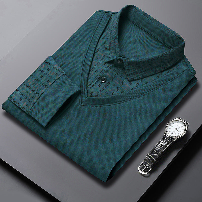Herren elegantes Poloshirt mit strukturiertem Kragen und innovativer Knopfleiste Echoarchiv