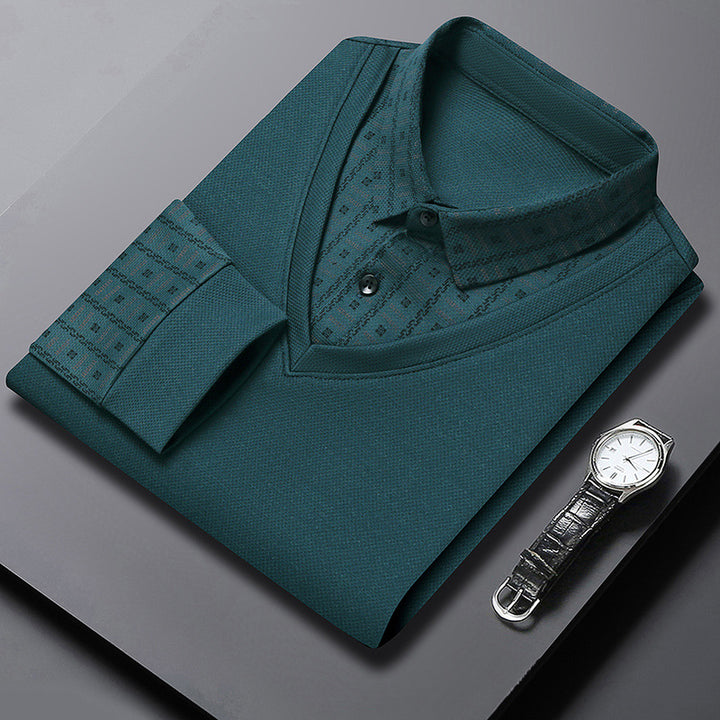 Herren elegantes Poloshirt mit strukturiertem Kragen und innovativer Knopfleiste Echoarchiv