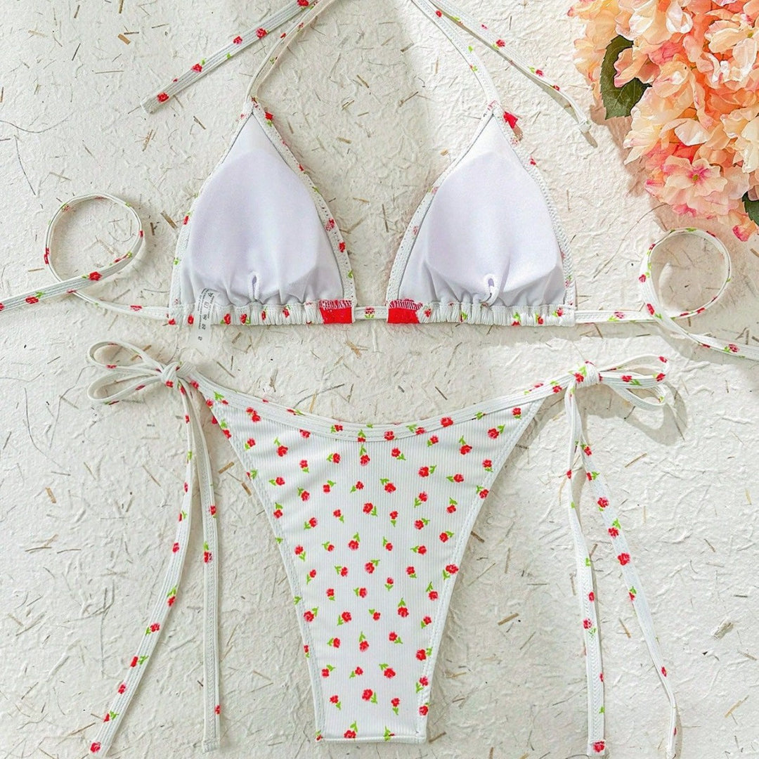 Damen Triangel-Bikini mit verspieltem Erdbeer-Muster Echo Archiv