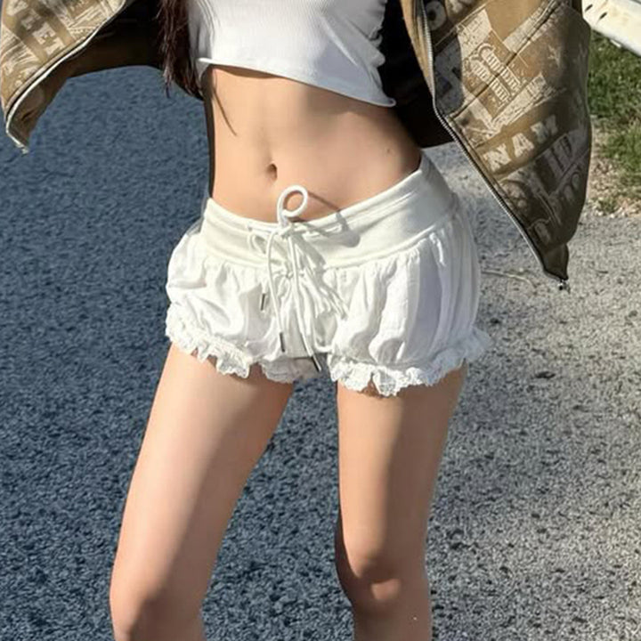 Damen modische Karostoff-Pyjama-Shorts mit Spitze und elastischem Bund Echo Archiv