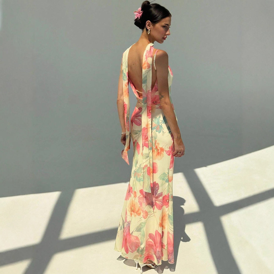 Damen Maxikleid mit raffinierten Spaghettiträgern und floralem Design Echo Archiv
