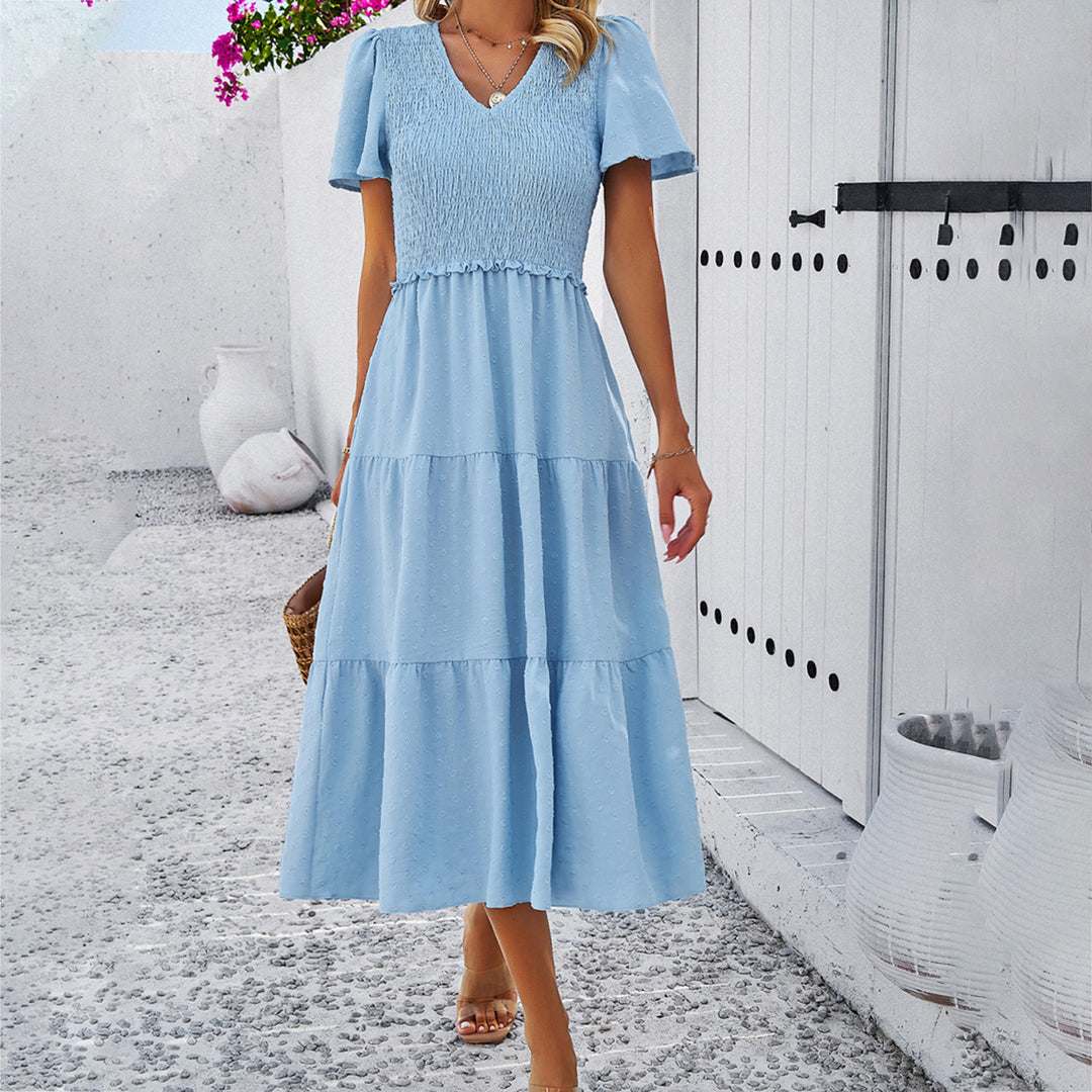 Damen Midikleid mit Rüschendetails und Punkten Echo Archiv