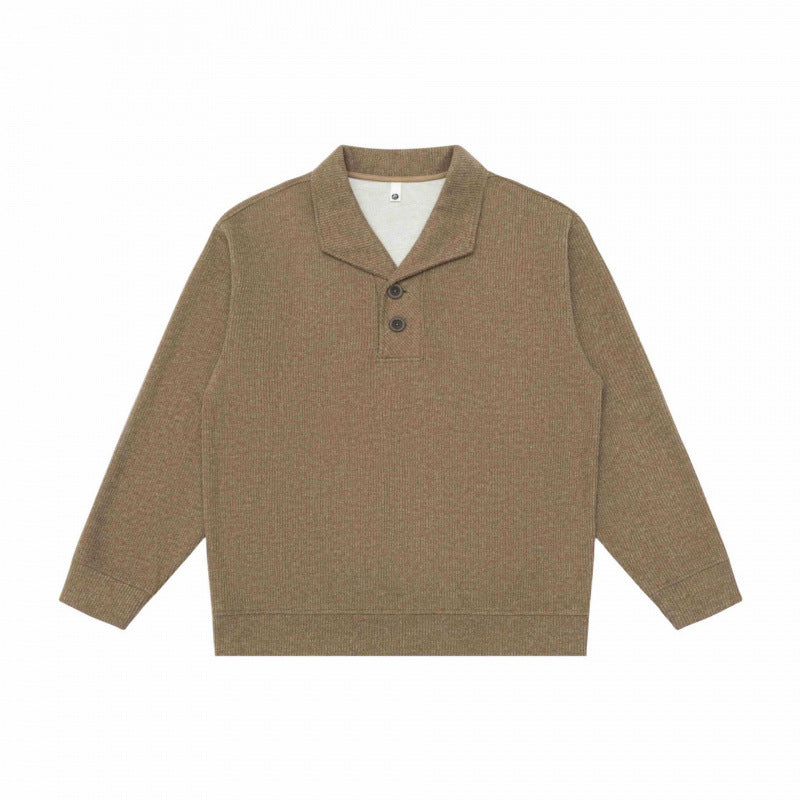 Herren Grobgestrickter Strickpullover mit Schalkragen und Knopfleiste Echo Archiv