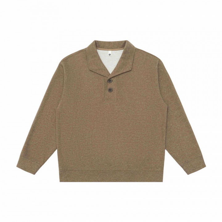 Herren Grobgestrickter Strickpullover mit Schalkragen und Knopfleiste Echo Archiv