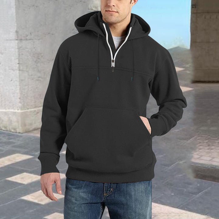 Herren modischer Kapuzenpullover mit halbem Reißverschluss und praktischen Kängurutaschen Echoarchiv