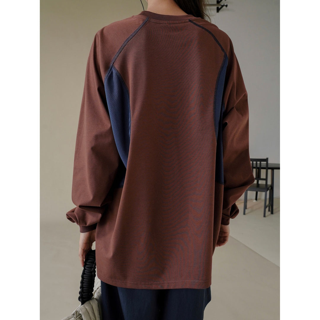 Damen Oversized Sweatshirt mit Raglan-Nähten und Kontrast-Mesh-Einsätzen Echoarchiv