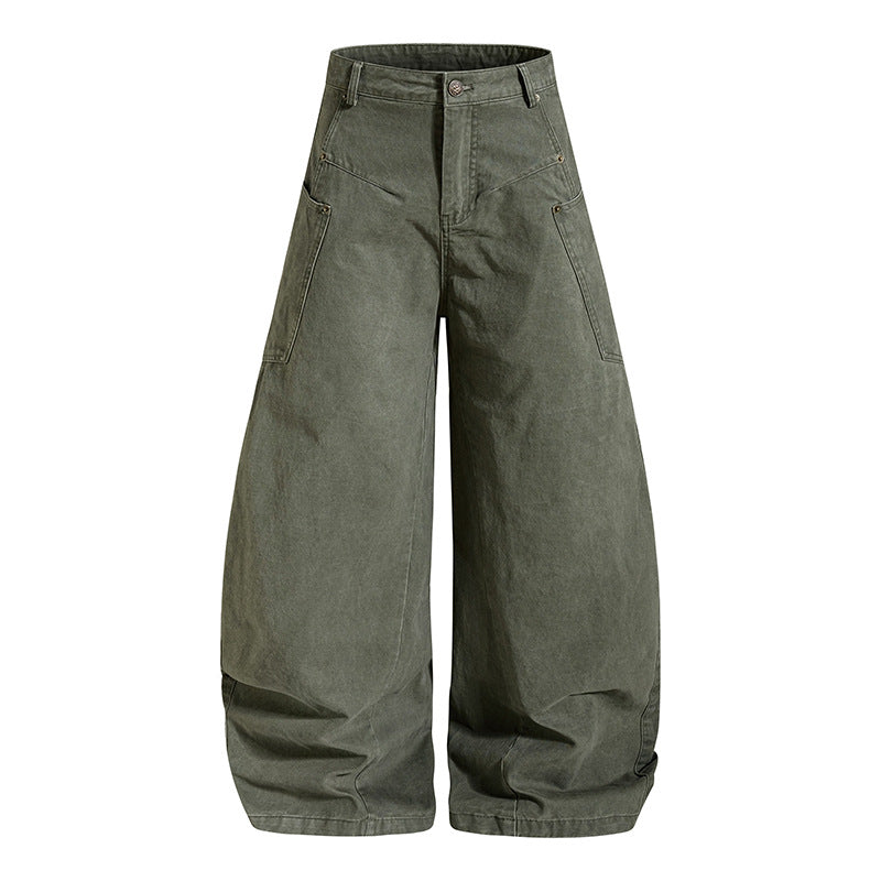 Damen weite High Waist Canvas-Culotte mit Cargo-Taschen und ballonförmiger Silhouette Echoarchiv