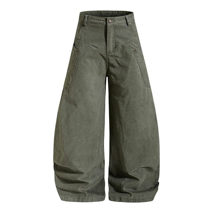 Damen weite High Waist Canvas-Culotte mit Cargo-Taschen und ballonförmiger Silhouette Echoarchiv