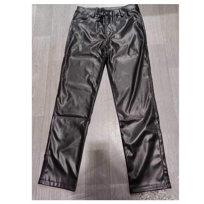 Herren Eng anliegende Hose in Lederoptik mit schmaler Silhouette und Druckknopfbund Echo Archiv