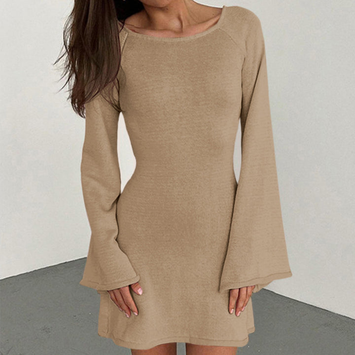 Damen lässiges Strickkleid mit weiten Ärmeln und Rundhalsausschnitt Echo Archiv