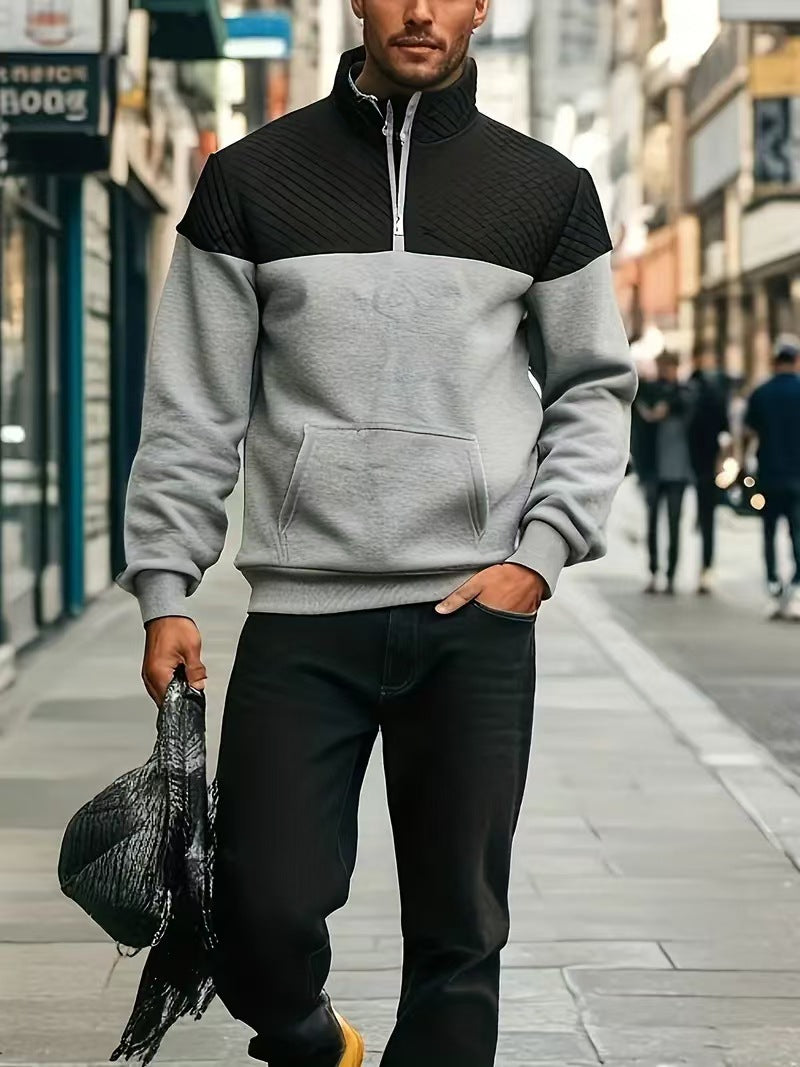 Herren Sportlicher Stehkragenpullover mit Struktur Echoarchiv