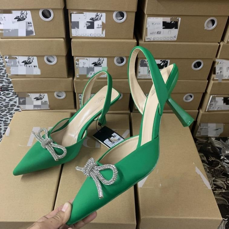 Damen nan elegante Slingback-Pumps mit spitzer Zehenkappe und funkelnder Strassschleife Echo Archiv