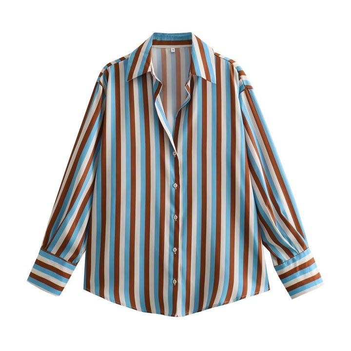 Damen Oversized Satinbluse mit Hemdkragen und breiten Manschetten Echo Archiv