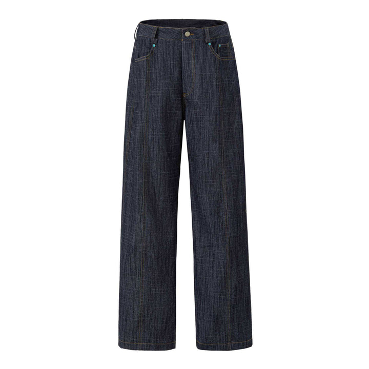 Damen Weite hochtaillierte Jeanshose mit markanter Mittelnaht Echoarchiv