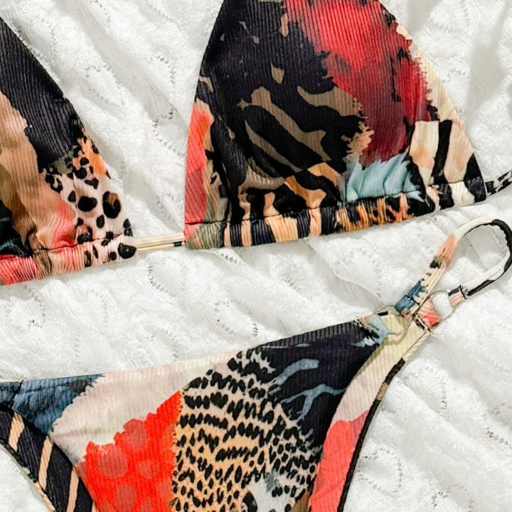Damen Triangel-Bikini mit buntem Muster und verstellbaren Trägern Echo Archiv