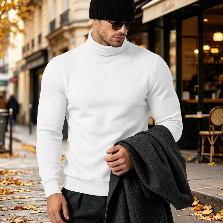 Herren Eleganter Baumwoll-Mix Rollkragenpullover Slim Fit Echoarchiv