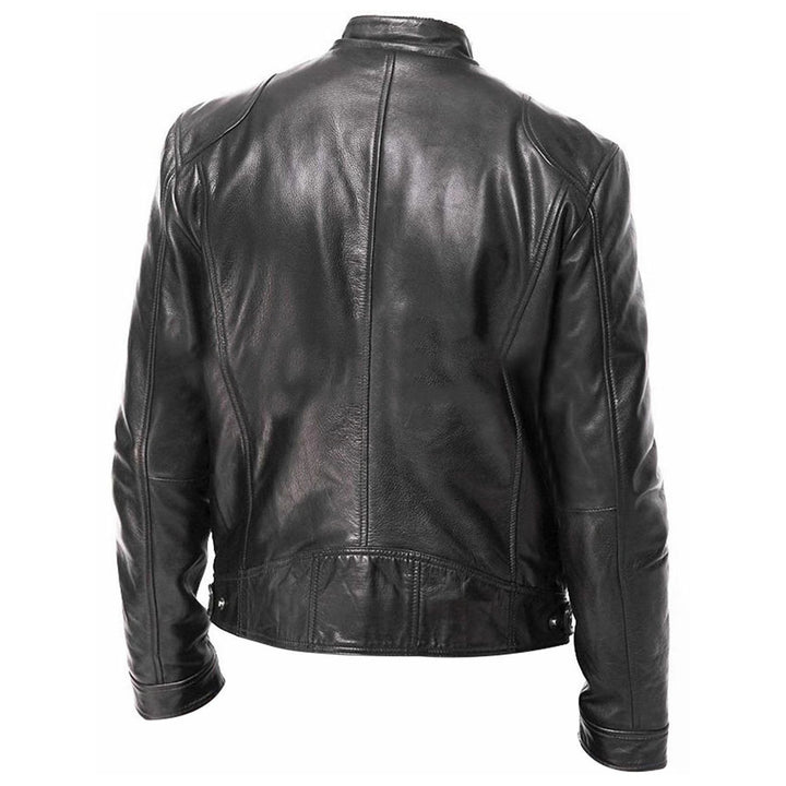 Herren Kunstlederjacke im modernen Motorradstil mit praktischen Reißverschlusstaschen Echoarchiv