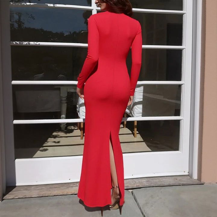 Damen figurbetontes Maxikleid mit Spitzen-Bustier tiefem V-Ausschnitt und taillierter Empire-Naht – Valéora