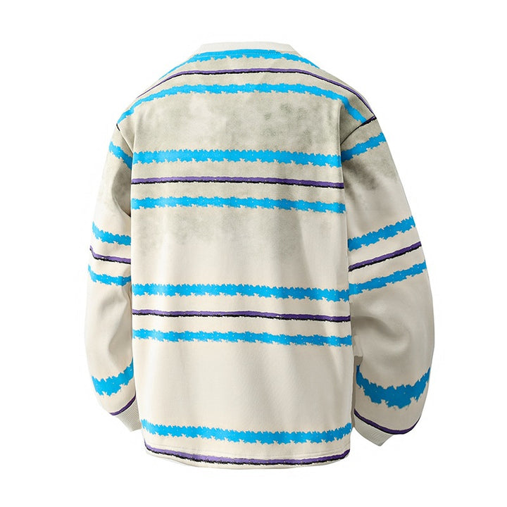 Herren Rundhals-Sweatshirt mit Aquarellstreifen und gerippten Bündchen Echoarchiv