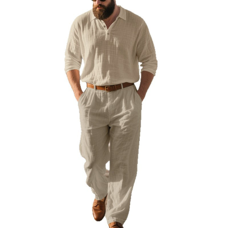 Herren lässiges Langarm-Hemd und elastische Freizeit-Hosen Echoarchiv