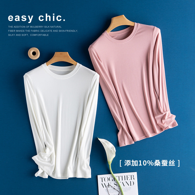 Damen Langarm-Feinrippshirt aus weichem Modal-Baumwollmix mit Rundhalsausschnitt Echo Archiv