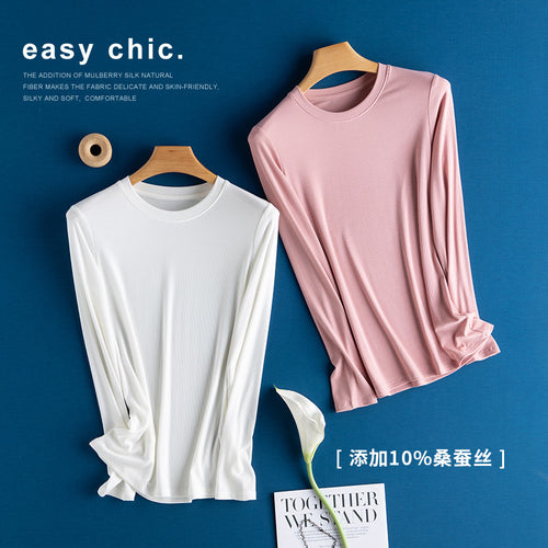 Damen Langarm-Feinrippshirt aus weichem Modal-Baumwollmix mit Rundhalsausschnitt Echo Archiv