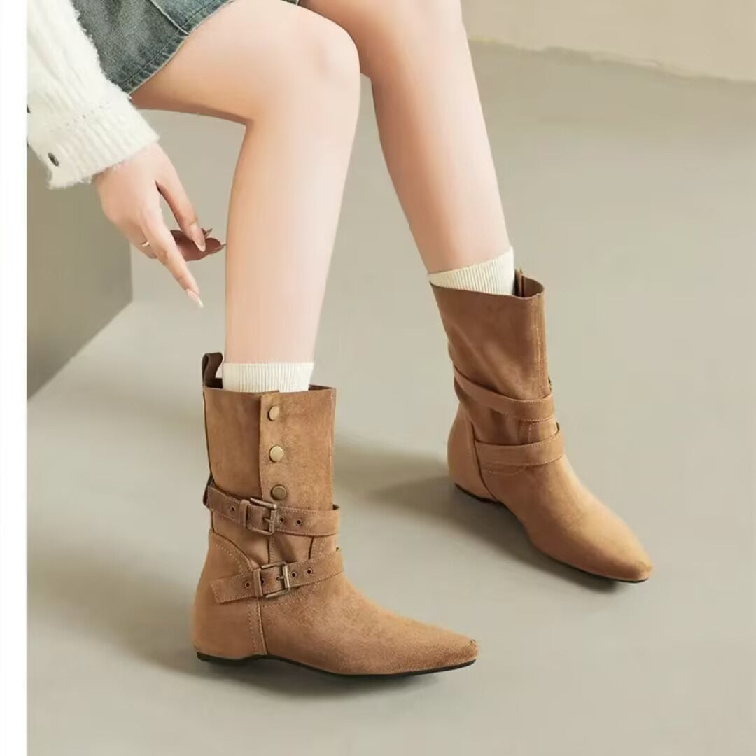 Damen Elegante Ankle-Stiefel mit dekorativen Schnallen Echo Archiv