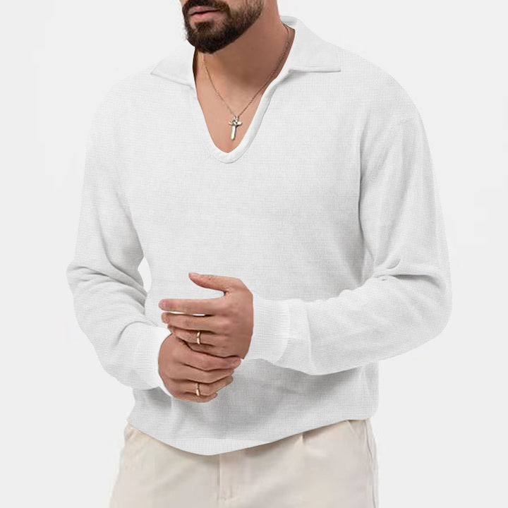 Herren eleganter Pullover mit V-Ausschnitt und strukturiertem Design Echoarchiv
