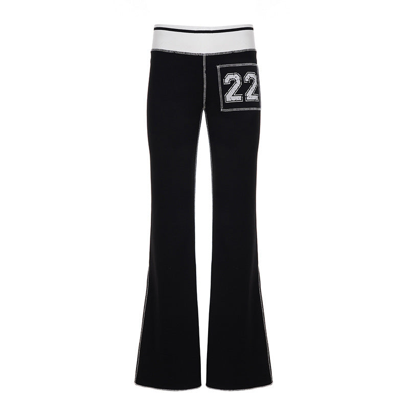 Damen Modische Bootcut-Hose mit elastischem Bund und sportlichen Applikationen Echo Archiv