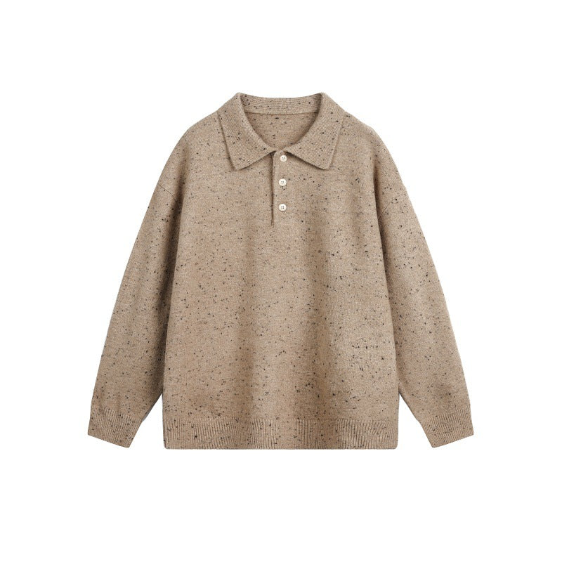 Damen Oversize-Polo-Pullover aus Mélange-Feinstrick mit Polokragen und Knopfleiste Echoarchiv