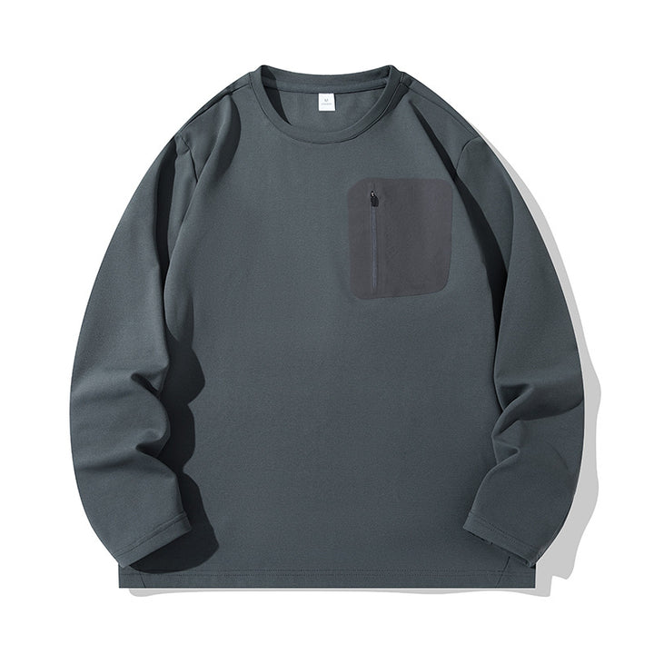 Unisex Oversize Langarm‑Sweatshirt mit Brustreißverschlusstasche und Rundhalsausschnitt Echoarchiv