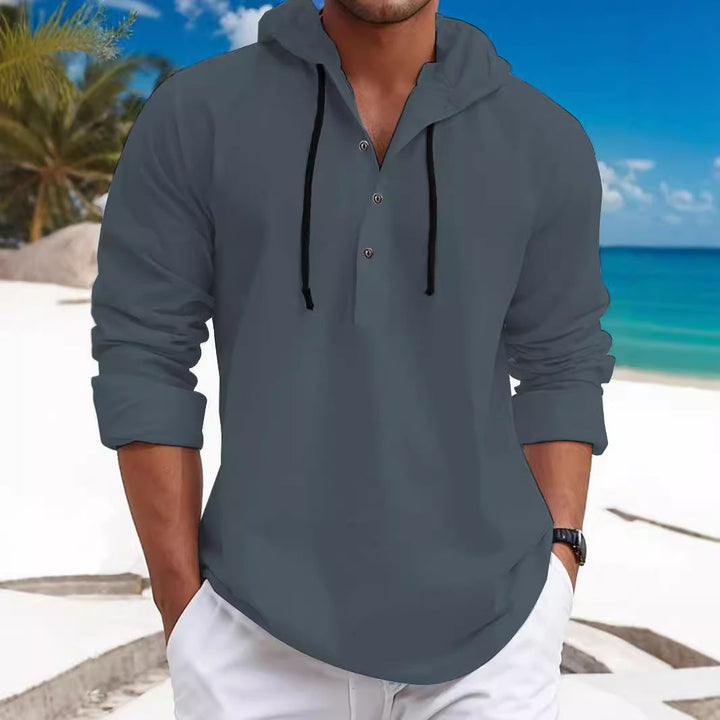 Herren Kapuzenpullover mit Knopfleiste und atmungsaktivem Stoff Echoarchiv