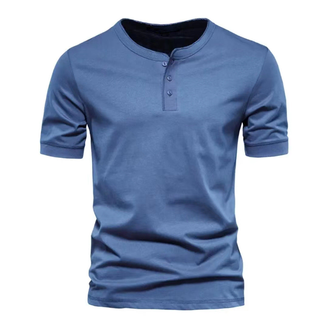 Herren nan tailliertes Kurzarm-Henleyshirt aus Baumwollmix mit Knopfleiste Echo Archiv