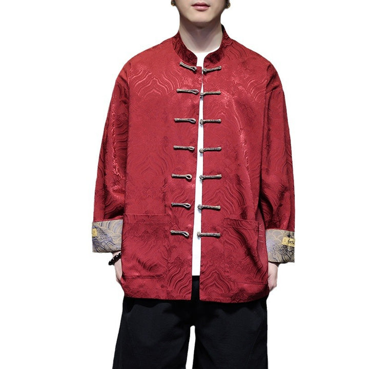 Herren nan traditionelle Tangjacke mit chinesischem Knotenverschluss und Brokatärmeln Echo Archiv