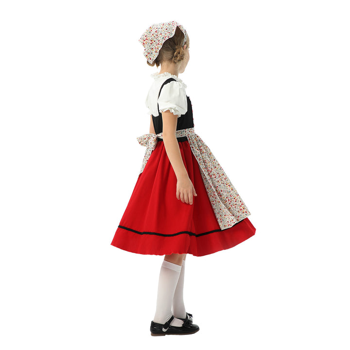 Damen nan traditionelles Kinderdirndl mit Schürze und Kopftuch Echo Archiv