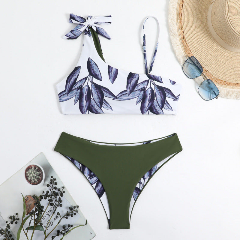 Damen Triangel-Bikini mit modischem Floral-Muster und einseitigem Träger Echo Archiv