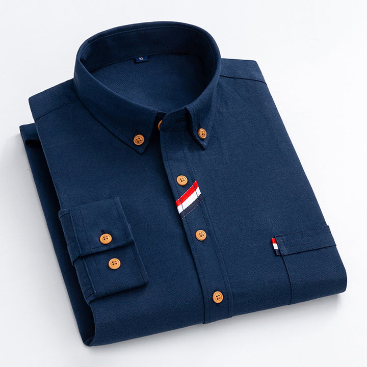 Herren Chambray Hemd mit strukturiertem Gewebe und stilvollen Kontrastdetails Echoarchiv