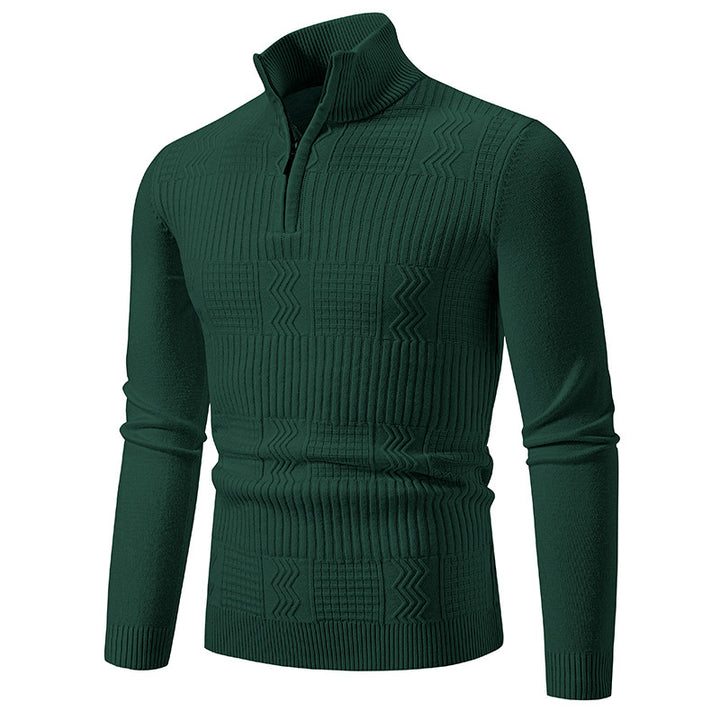 Herren Strukturierter Halbzip-Mockneck-Pullover mit Zopfmuster Echo Archiv