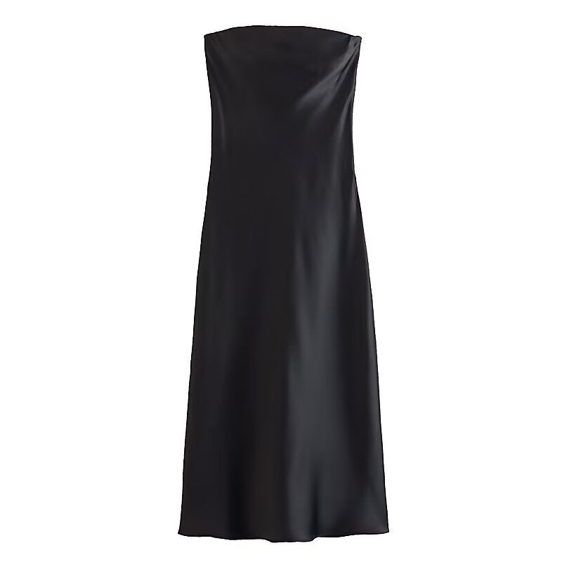 Damen langes Abendkleid im eleganten Satin-Look mit trägerlosem Design Echo Archiv