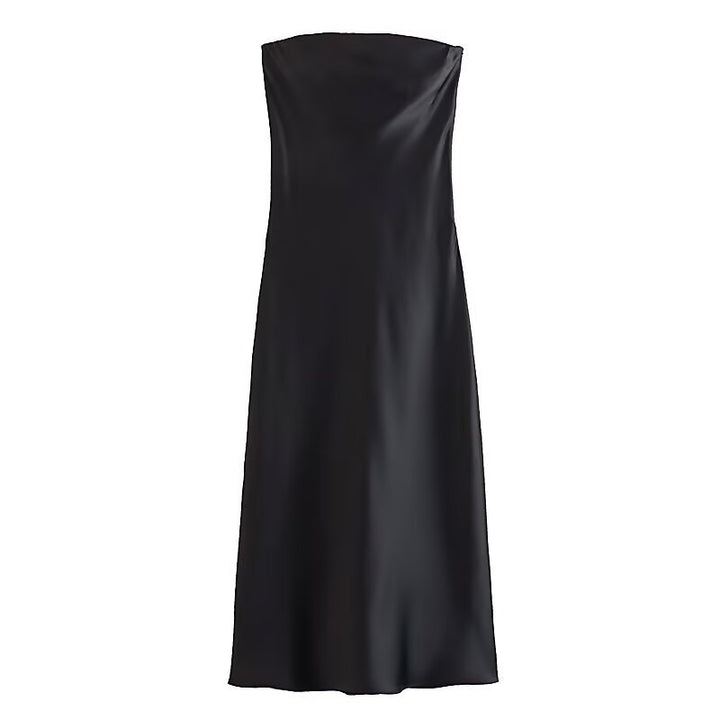 Damen langes Abendkleid im eleganten Satin-Look mit trägerlosem Design Echo Archiv