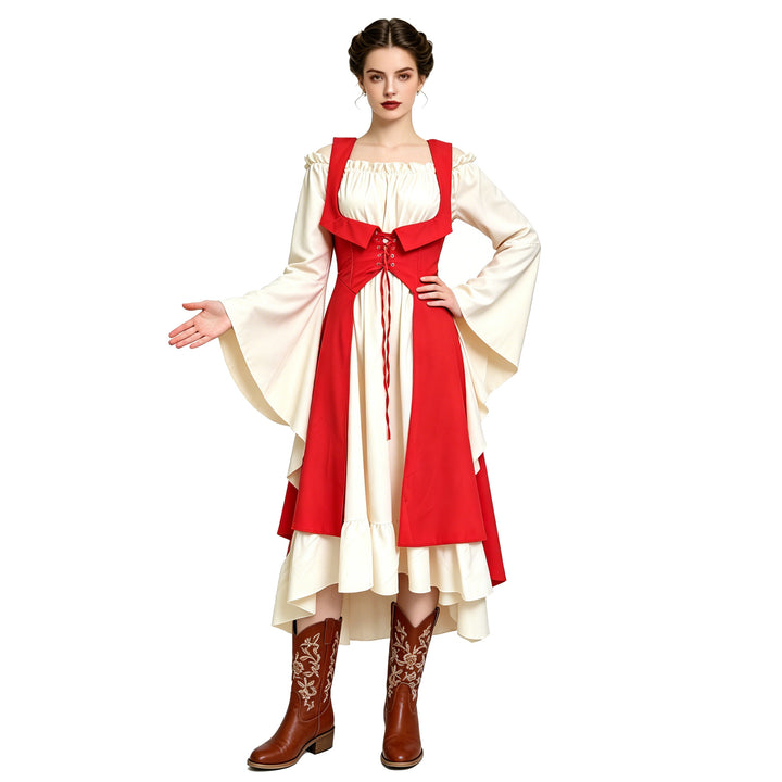 Damen nan schulterfreies Boho Maxikleid mit Volants, asymmetrischem Saum und Glockenärmeln Echo Archiv
