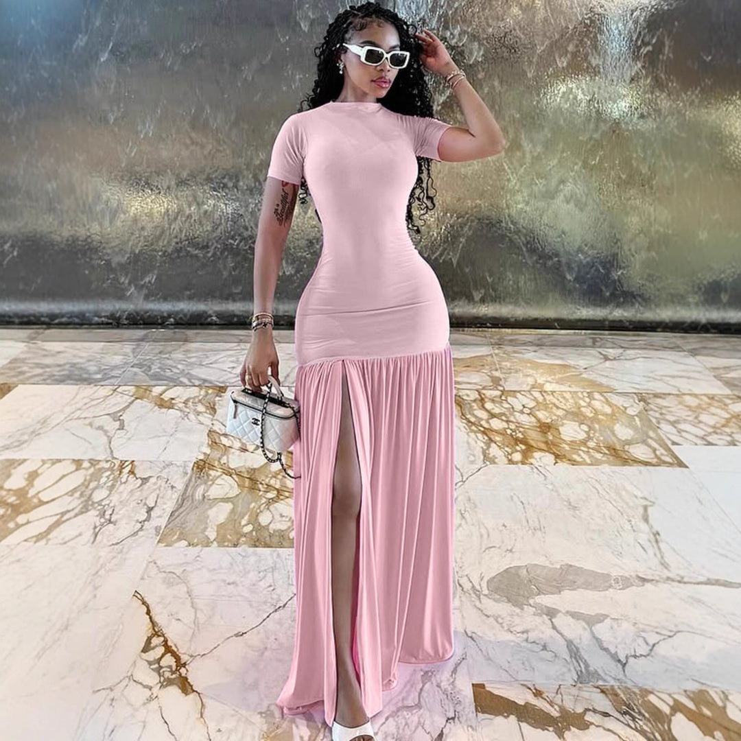 Damen Maxi-Kleid mit elegantem halblangen Ärmel und voluminösem Rock Echo Archiv