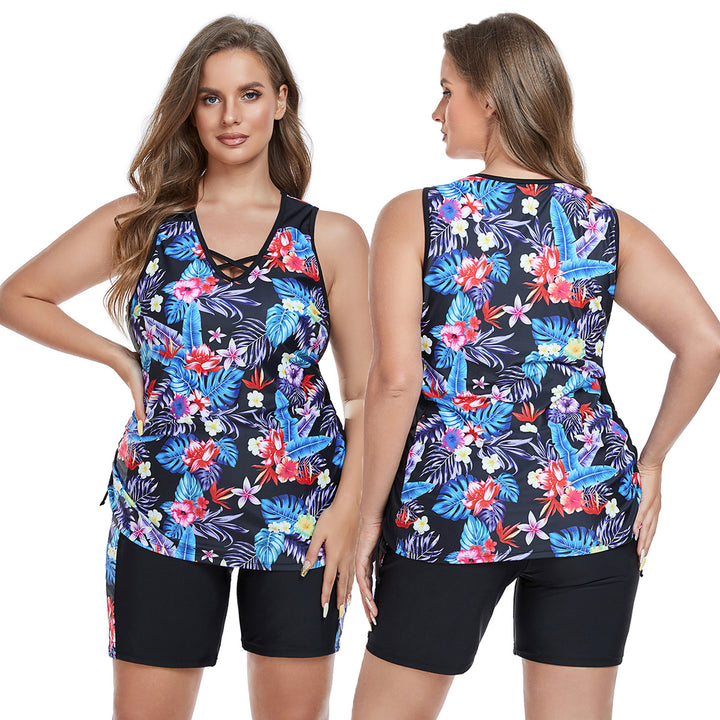 Damen Sportliches Badeoutfit mit floralem Design Echo Archiv