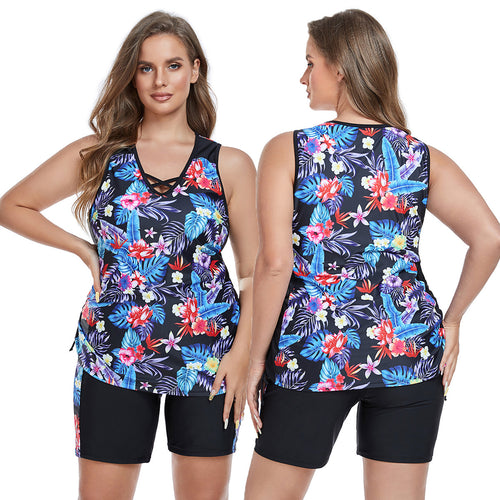 Damen Sportliches Badeoutfit mit floralem Design Echo Archiv