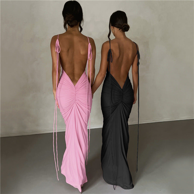 Damen Figurbetontes Maxikleid mit Raffung und Trägerdetails Echo Archiv