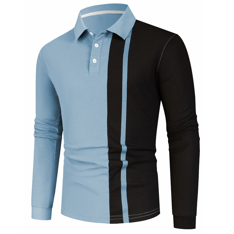 Herren Langarm-Polohemd mit modernem Farbblockdesign Echoarchiv