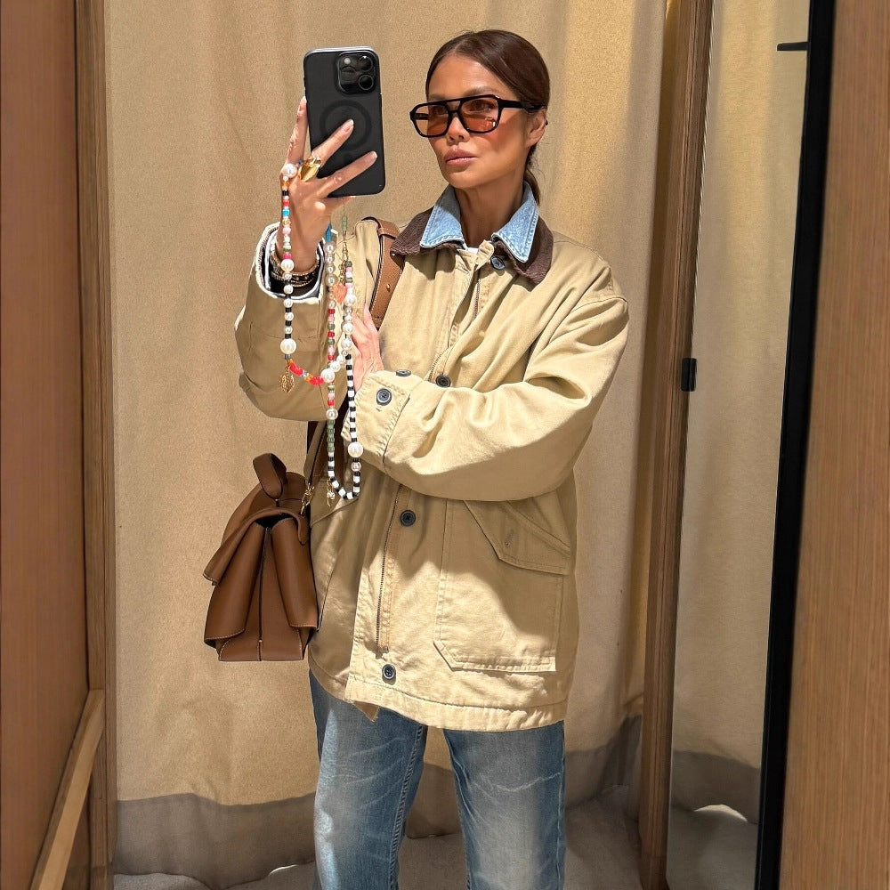 Damen nan kurze Utility-Fieldjacke mit Cordkragen, oversized Schnitt und aufgesetzten Klappentaschen Echo Archiv