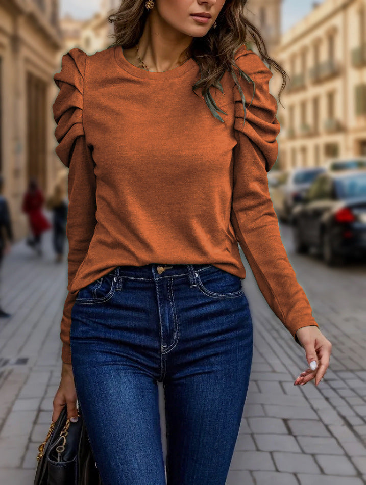 Damen nan feiner Feinstrick-Pullover mit stufigen Volants an den Schultern Echo Archiv